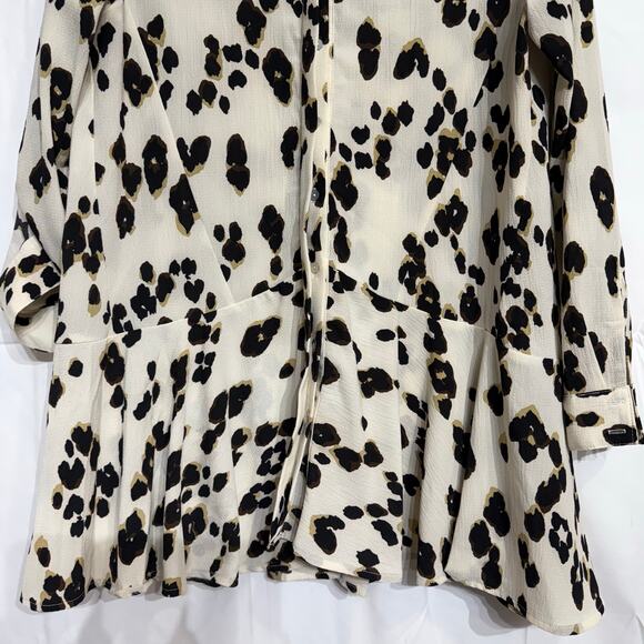 Entro Cream Leopard Print Tunic Blouse Sz S - Picture 4 of 12